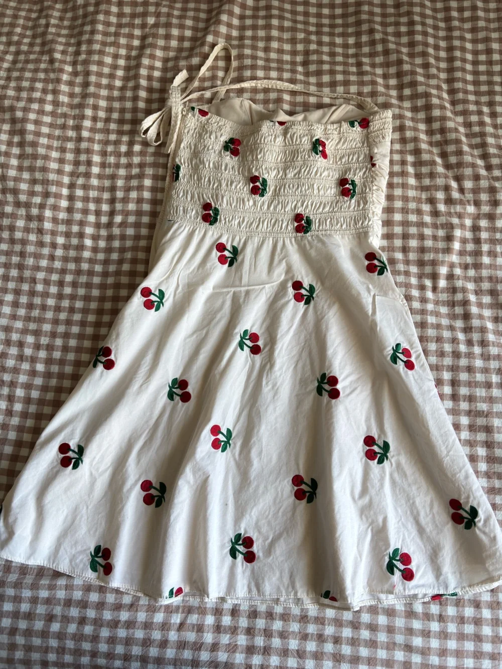 Betsey Johnson White Halter Cherry Print Sundress - Picture 3 of 9